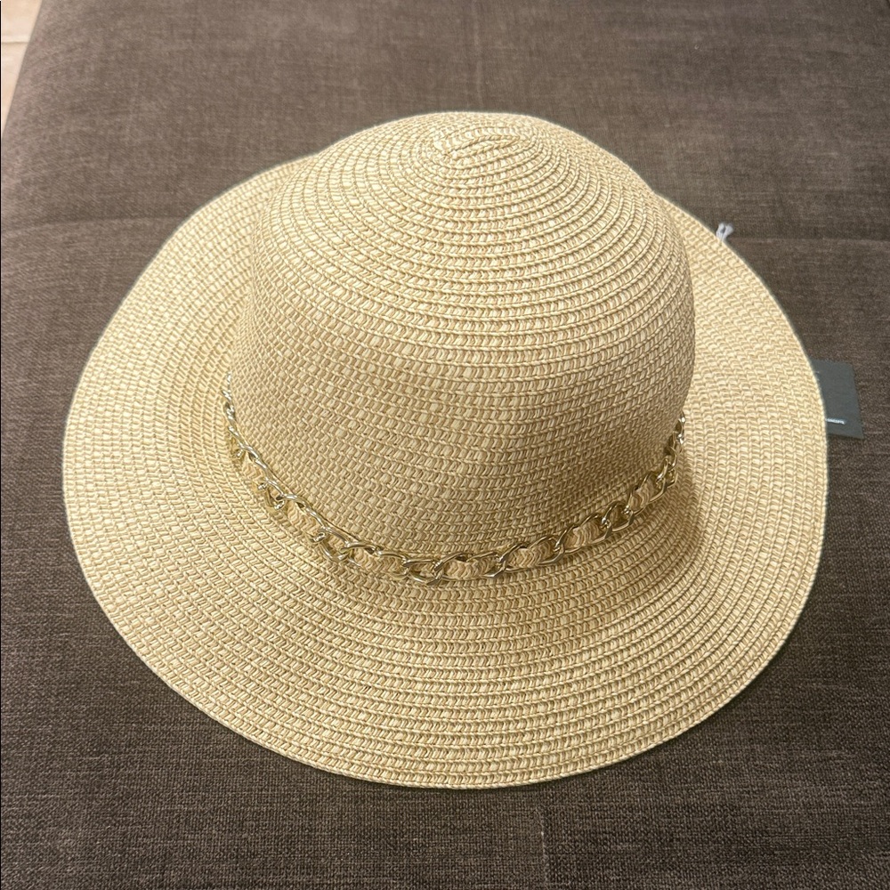 INC Sun Hat with Gold Chain Accent